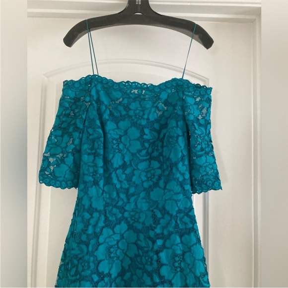 Teri Jon Teal Lace Dress Like New - Picture 3 of 8